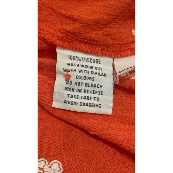 Ghost London Women's Red Orange Printed Crew-Neck Ruffle Crepe Midi Dress Size S - Picture 7 of 10